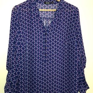 a.n.a. Women's Long Sleeve with
Purple/White Birds